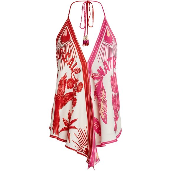 FARM Rio Tops - FARM Rio Women's Tropical Dream Viscose Halter Blouse Size Large